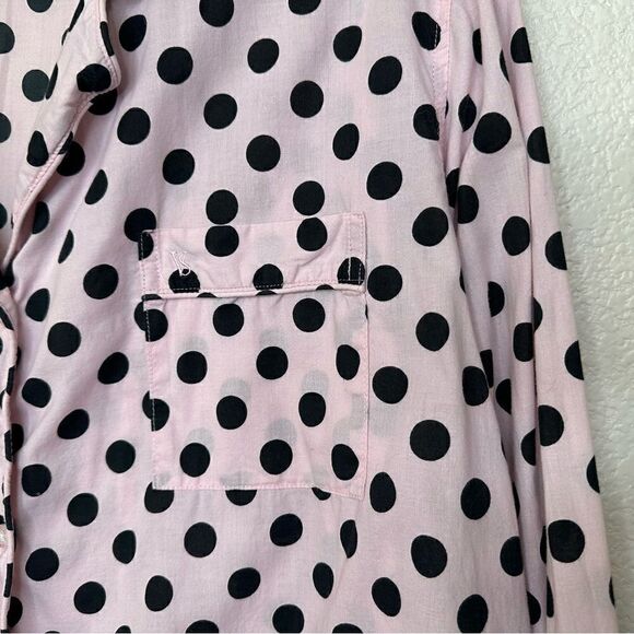 Victoria’s Secret Pink Black Polka Dot Button Down Pajama Top - Picture 6 of 12